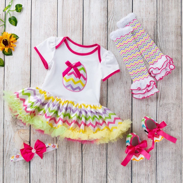 Set abiti scarpe tutù per neonati 1a Pasqua costume neonato 4