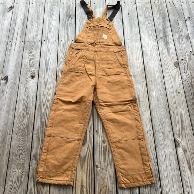 Carhartt Mens Loose Fit Washed Duck Insulated Bib Overalls, Medium Short, Brown