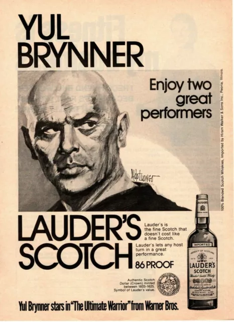 1976 Yul Brynner Lauders Scotch Whisky Aldo Luongo Art Ultimate Warrior Print Ad