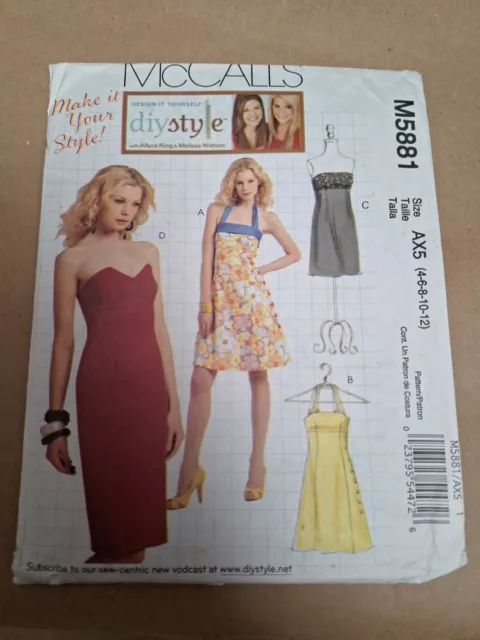 McCalls Uncut Dress Making Pattern. Number M5881