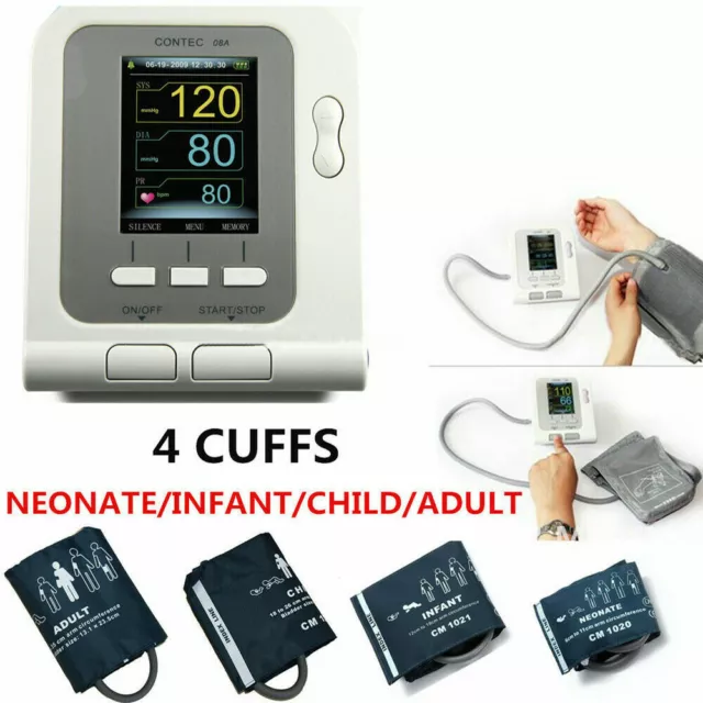 Digital LCD Blood Pressure Monitor,Adult,Child,Infant,Neonatal Cuff,Spo2 Probe