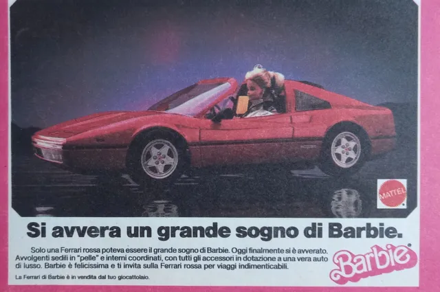 Pubblicità Advertising Italian Clipping 1987 BARBIE Auto Ferrari grande sogno