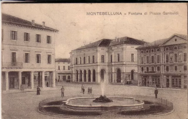  Cartolina  Montebelluna  Viaggiata 1916 Fontana E Piazza Garibaldi