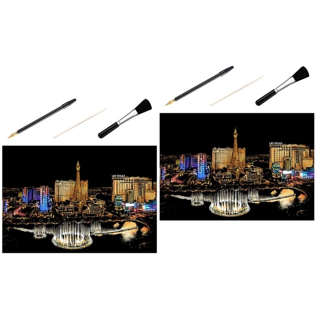 2 juegos de 4 piezas hágalo usted mismo imagen de rasguño Las Vegas Nocturne arañazos dibujo