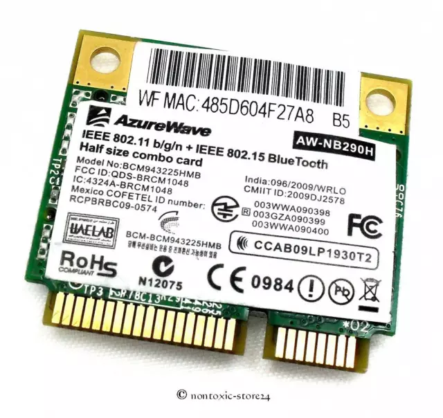 Tarjeta Wi-Fi Broadcom BCM43225HMB tamaño medio mini PCI-E 300mbps + Bluetooth 3.0