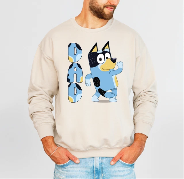 Bluey Sweatshirt, Bandit Heren Sweater, Katoenen Trui Voor Mannen Met Lange Mouwen, Blauw XL