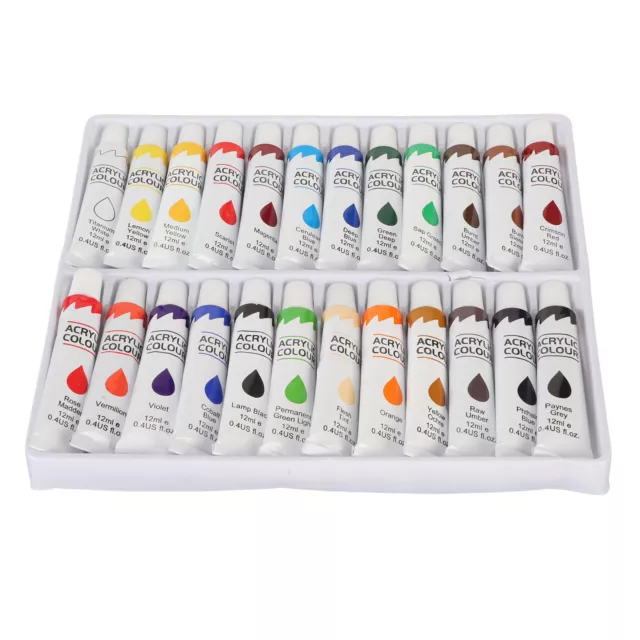 Juego de 24 Colores Gouache 12ml Pintura Acrílica Set con Accesorios para Tarjetas de Color SG5