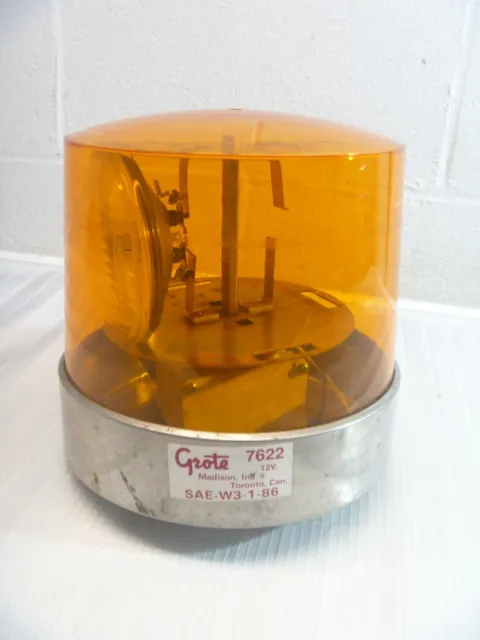 Vintage Antique Grote 8” Amber Beacon Halogen Light Lamp #7622 SAE-W3-1-86 AS IS