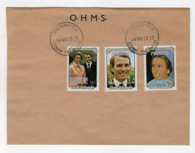 Penrhyn Cook Islands 1973 timbres sur lettre /L5089