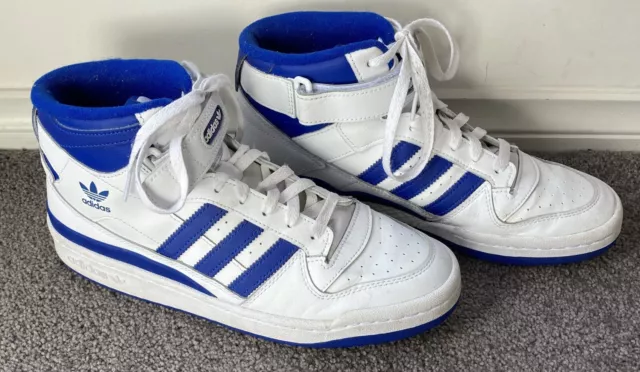 ADIDAS FORUM MID mens leather sneakers, Shoes, Sz US 9. Cloud white / royal blue