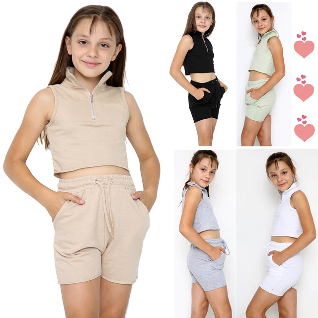 Set corto per bambini taglia top senza maniche spiaggia salotto estivo set outfit casual