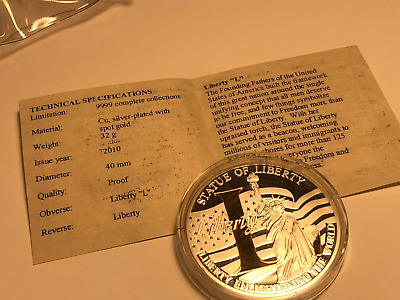 Statue of Liberty Commemorative  - Beautiful Proof Coin Liberty L silver plated