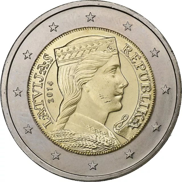 [#1250733] Latvia, 2 Euro, 2014, Stuttgart, MS, Bi-Metallic, KM:157