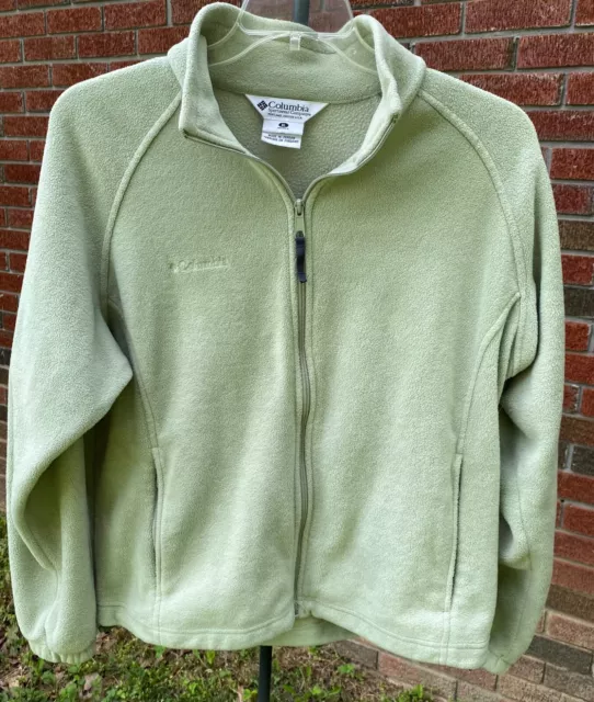WOMEN'S COLUMBIA SPORTSWEAR Full Zip Up Light Green Fleece Jacket Size ...