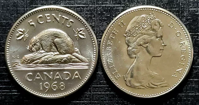 Canada 1968 Choice BU UNC Uncirculated Five Cent Piece - Nickel!!