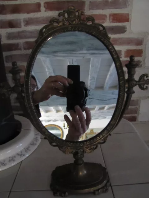 Miroir de table psyché en bronze