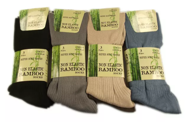 6 Pairs Of Mens Bamboo Loose Top Socks, Super Soft Anti Bacterial Socks, 6-11