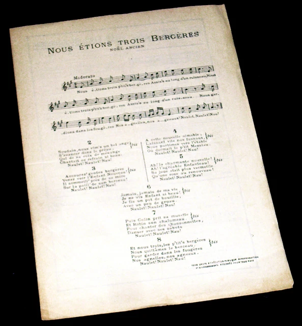 nous étions 3 bergères noël ancien partition chant seul 1935