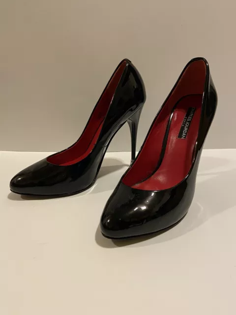 CHARLES JOURDAN Women High Heels Size 8 Black Patent Leather Sexy Stiletto