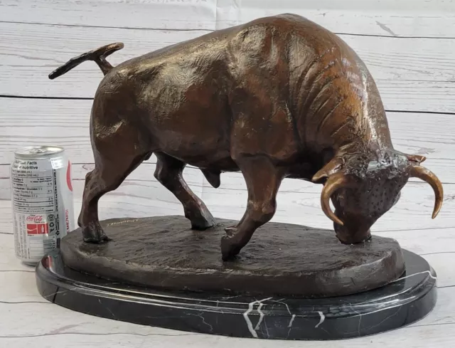 25 Lbs Charging Bull Bronze Sculpture Statue By Moigniez Hot Cast Figurine Decor