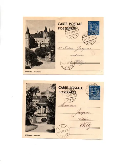 Luxemburg   2 Postkarten Nr 111 mit Ansichten von Differdange gestempelt