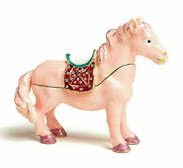 Boîte à bibelots cheval rose faite à la main par Keren Kopal et cristaux...