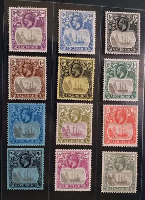 ASCENSION 1924 KG V 1/2d to 3s SG 10 - 20 Sc 10 - 21 ship set 12 MLH/MH