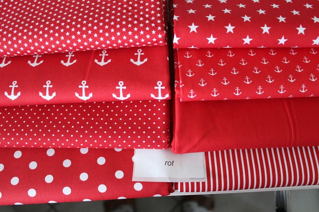 Eco-Tex Tessuto Cotone 7 Motivo 50 X 150 CM IN Rosso