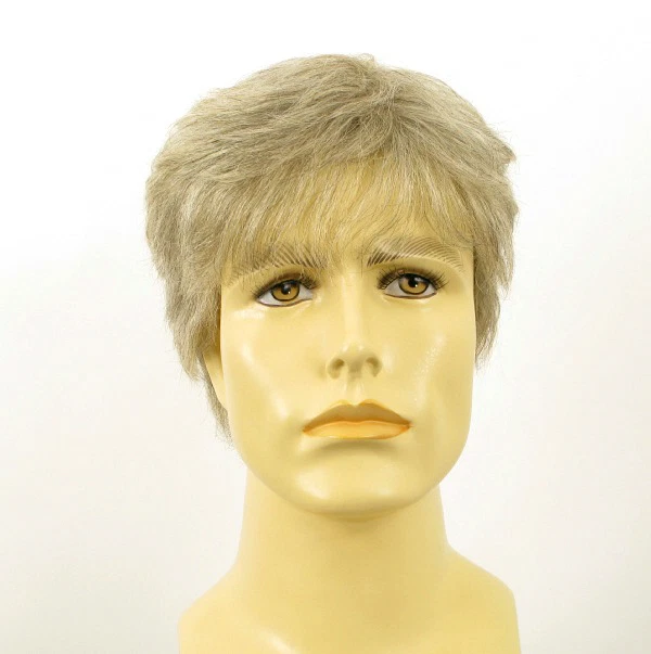 Perruque Homme Cheveux Naturels Blanc Gris - Court - XAVIER 51 - Neuf Avec étiquettes - 100% Humain