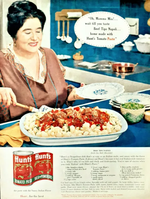 Hunt's Tomato Paste ad vintage 1962 Mamma Mia beef recipe advertisement