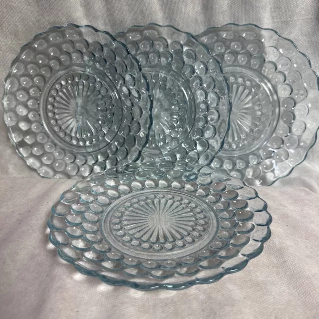 Anchor Hocking Bubble Blue Depression Glass Bread/Butter Plates - SET OF 4