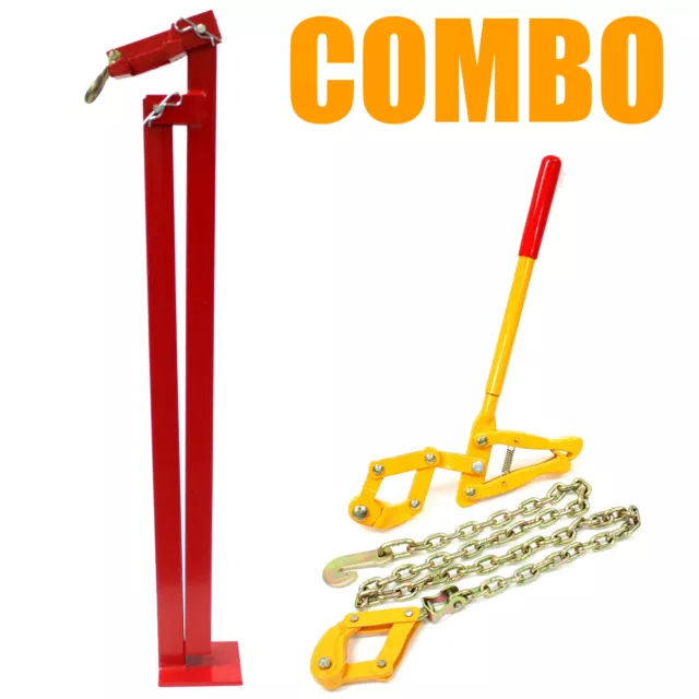 COMBO T-post puller steel studded fence post remover & Chain Strainer Tensioner