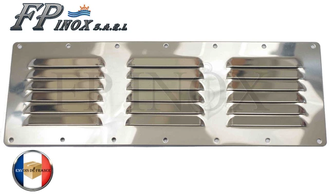 Grille De Ventilation Rectangulaire Inox 212x57mm - Épaisseur 0,8mm - Fabriquée En France - Marque FP INOX