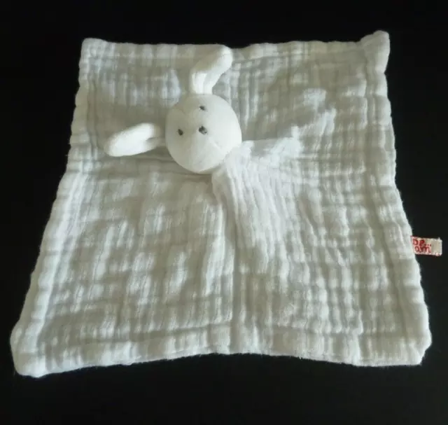 DC2. DOUDOU PLAT DPAM DU PAREIL AU MEME LAPIN lange blanc gaze de coton , carré