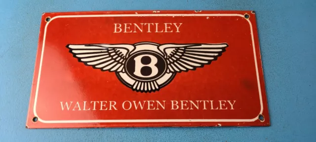 Vintage Bentley Sign - Porcelain Automobile Sign - Gas Car Pump Garage Auto Sign