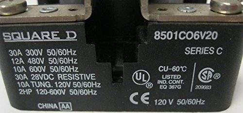Square D Industrial SPST Power Control Relay 8501-CO6V20 2HP 120VAC Coil