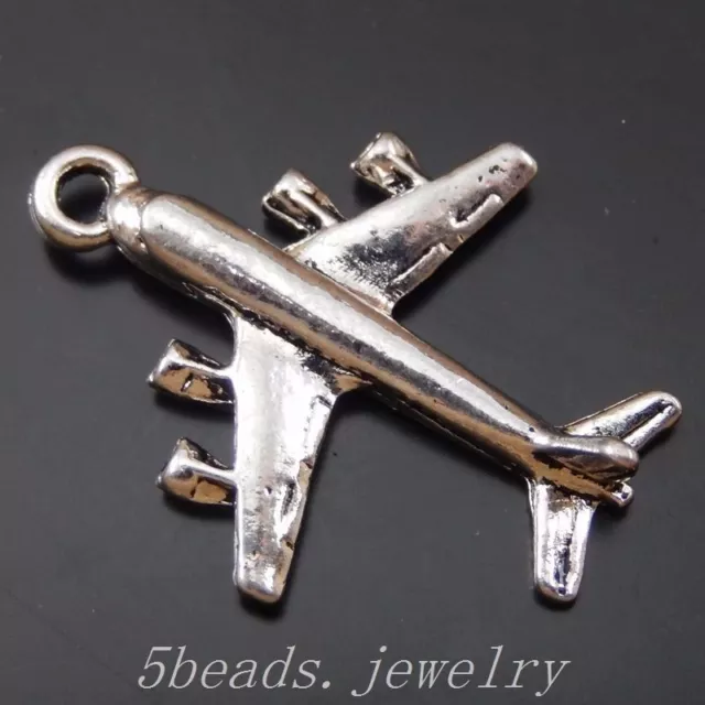 26 Stück Antike Silber Legierung Flugzeug Geformt Charme Anhänger Kunst 50121