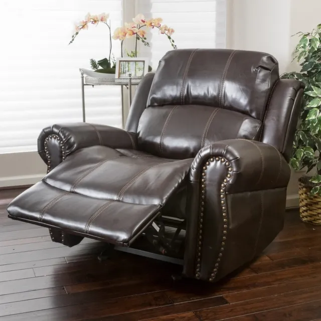 Charlie PU Leather Glider Recliner Club Chair by Christopher Knight Home- Brown
