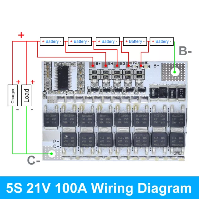 BMS 3s/4s/5s 12v 16.8v 21v 3.7v v 100a, carte de Circuit de Protection de batter 2