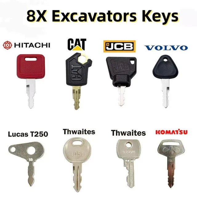 8 Key Master Plant Key Set For Excavator, Digger, Dumper | Hydraulic Machinery Keys | Fast Free Shipping