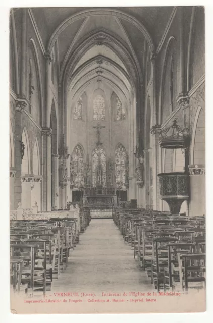 Cpa 27 - Verneuil : Intérieur De L'église De La Madeleine (Eure) Non Écrite