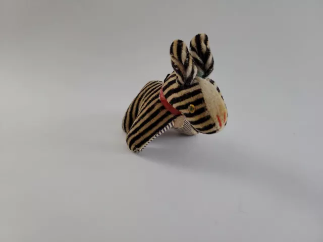 Vintage Velvet Zebra with Glass Eyes
