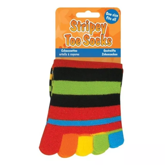 Gestreifte Zehensocken - 09600 Regenbogen Bunt Bequem Kuschel Stretch Einheitsgrösse Für Alle