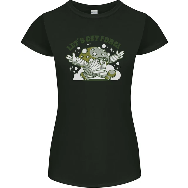 Lets Get Fungi Funky Magic Mushrooms Womens Petite Cut T-Shirt