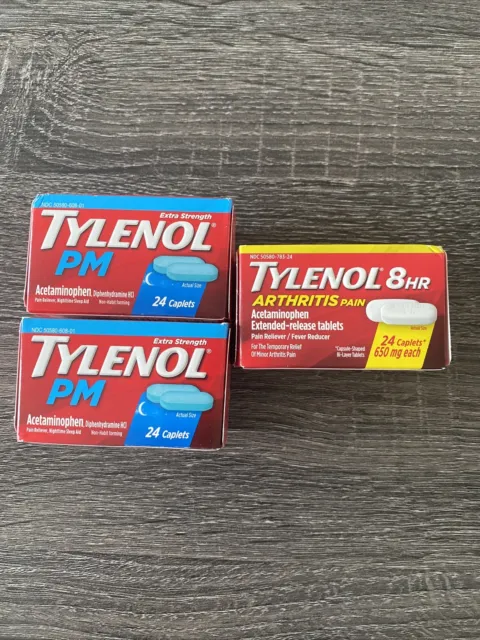 BUNDLE TYLENOL Arthritis Pain Caplets Extended Release And Tylenol PM 24 Each