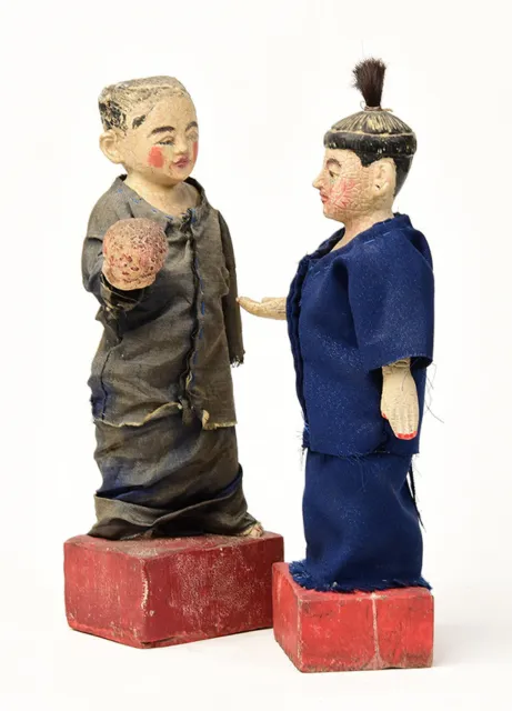 Early 20th Century, A Pair of Burmese Wooden Male and Female Figurines 11