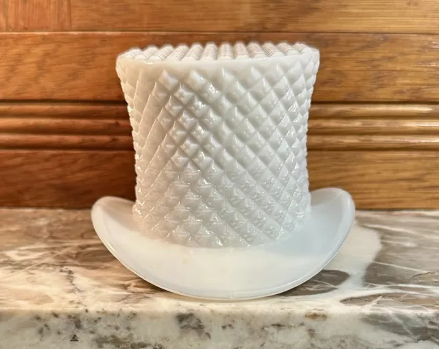 Vintage Fenton Milk Glass White Hobnail Top Hat Toothpick Holder 2.75”