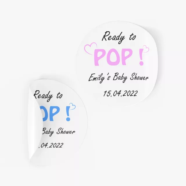 Baby Shower Sticker Personalised Ready To Pop Boy Girl Label Favour Gift 3