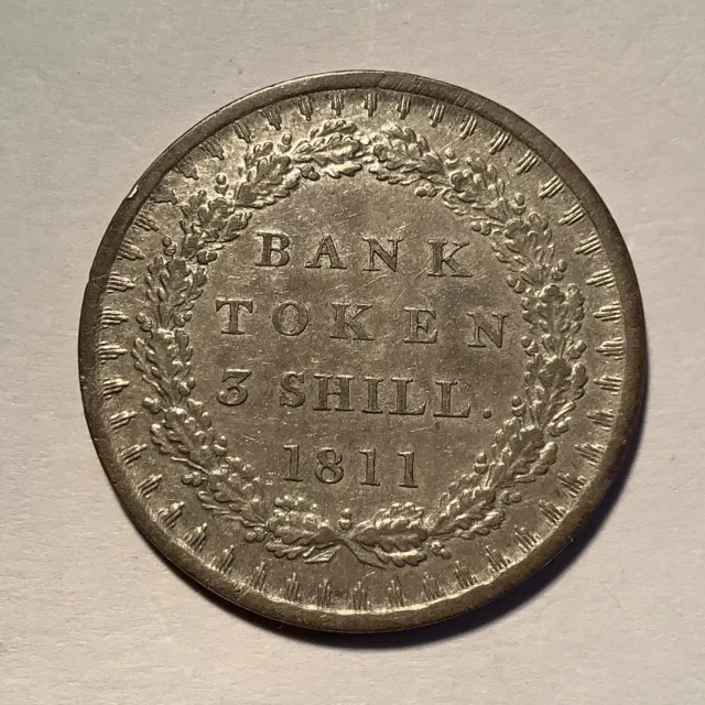 Great Britain King George III 3 Three Shillings Bank Token 1811 AW682