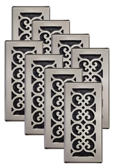 Decor Grates SPH410-NKL-8 Scroll Floor Register 4x10 Inches Brushed Nickel 8 ...